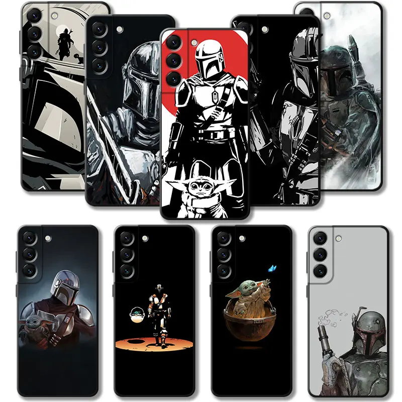 Mandalorian Yoda Black White Moon Case Per Samsung Galaxy S23 S22 S21 S20 Fe Ultra S10 S9 S8 Plus S10E Note 20Ultra 10Plus Shell