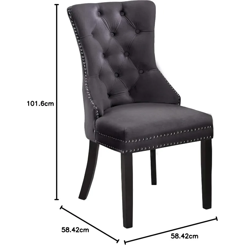 Collection Modern Contemporary Velvet Upholstered Dining Chair with Wood