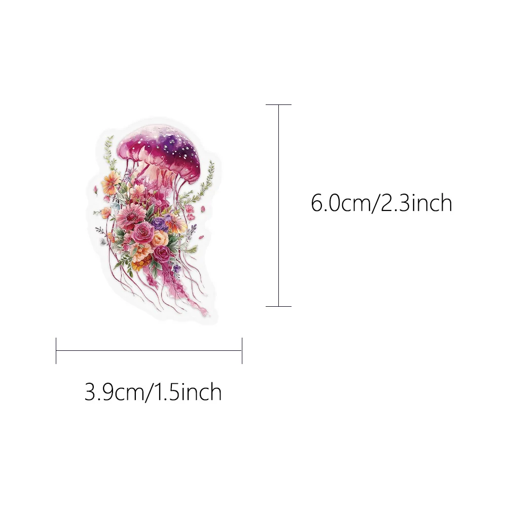 50Pcs 노트북 스크랩북 수하물 기타 헬멧에 대 한 귀여운 수채화 해파리 스티커 데칼 DIY 미적 스티커