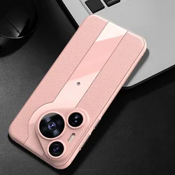 Luxury Lichi Leather Slim Matte Case with Soft TPU and Ultra - Thin Lens Protection for Vivo X200 Pro mini (Pink)