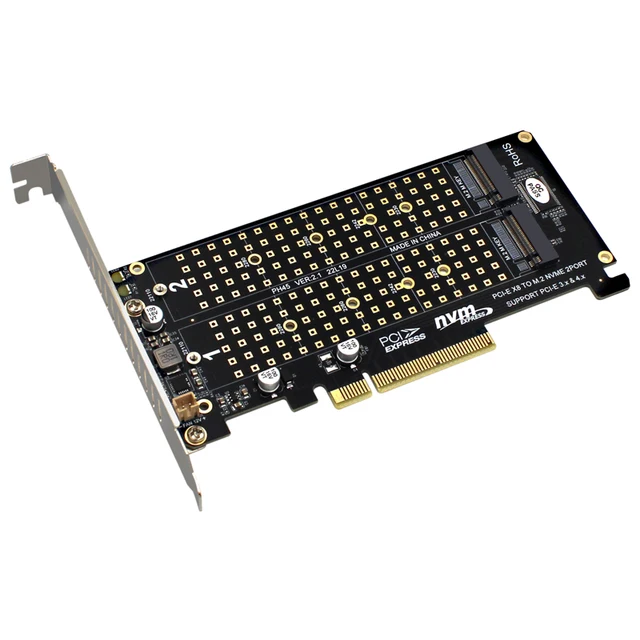 Carte PCIe Dual M.2 Pour SSD NVMe - Double Slot, Supporte PCIe 4.0, Sans Pilote