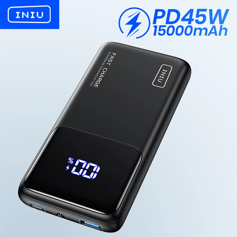 INIU Power Bank 45W 15000mAh Fast Charge USB Type-C Portable Charger Battery  Pack For iPhone