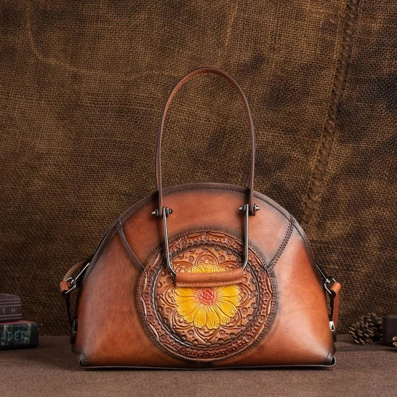 

Vintage Genuine Leather Women's Bag 2024 Trend Luxury Woman Handbags For Women Handmade Embossed Cowhide Shoulder Bags