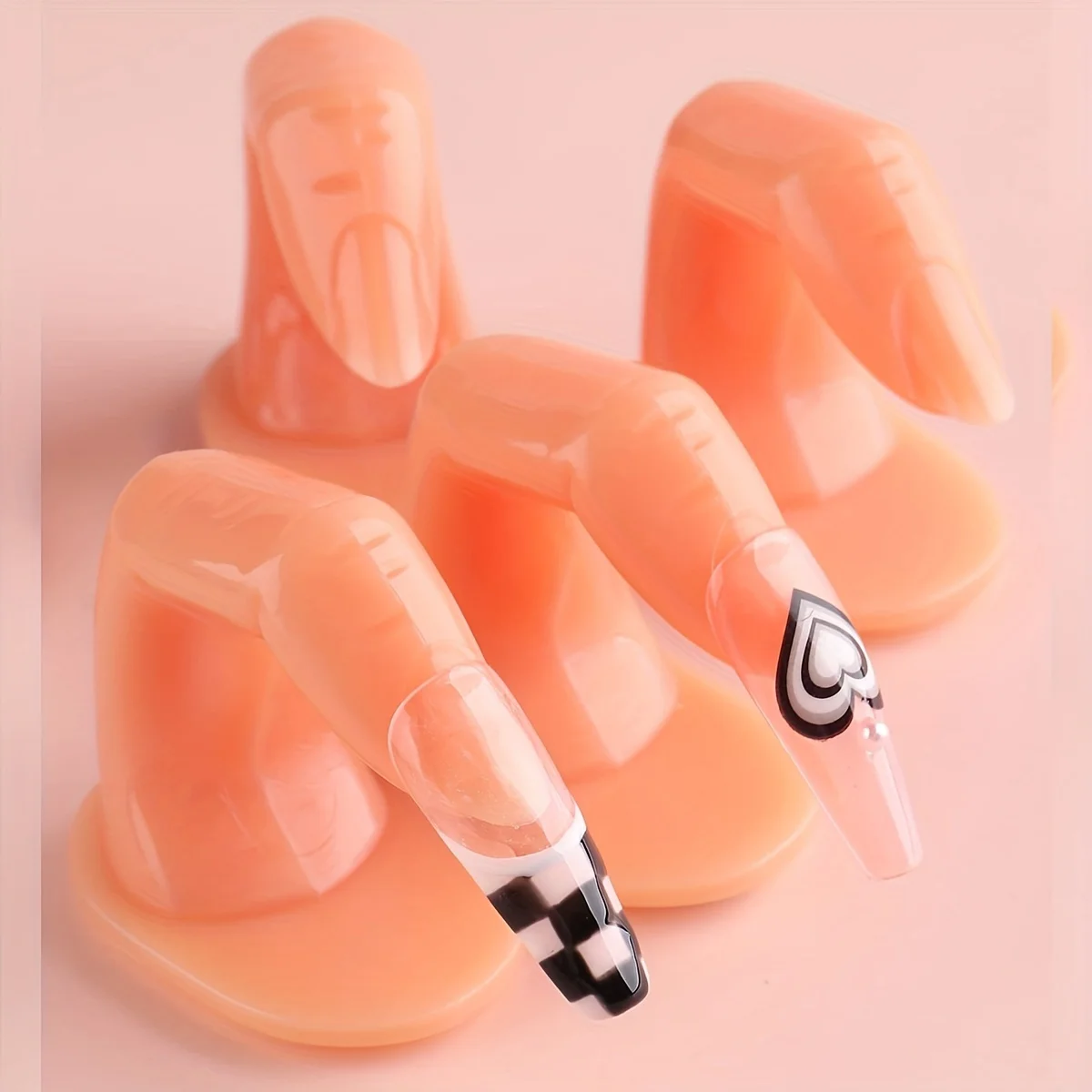 네일 아트 연습용 5개입 시뮬레이션 손가락, 유연하고 부드러운 가짜 손 모델, 실리콘 손가락, 매니큐어 훈련 디스플레이 도구
