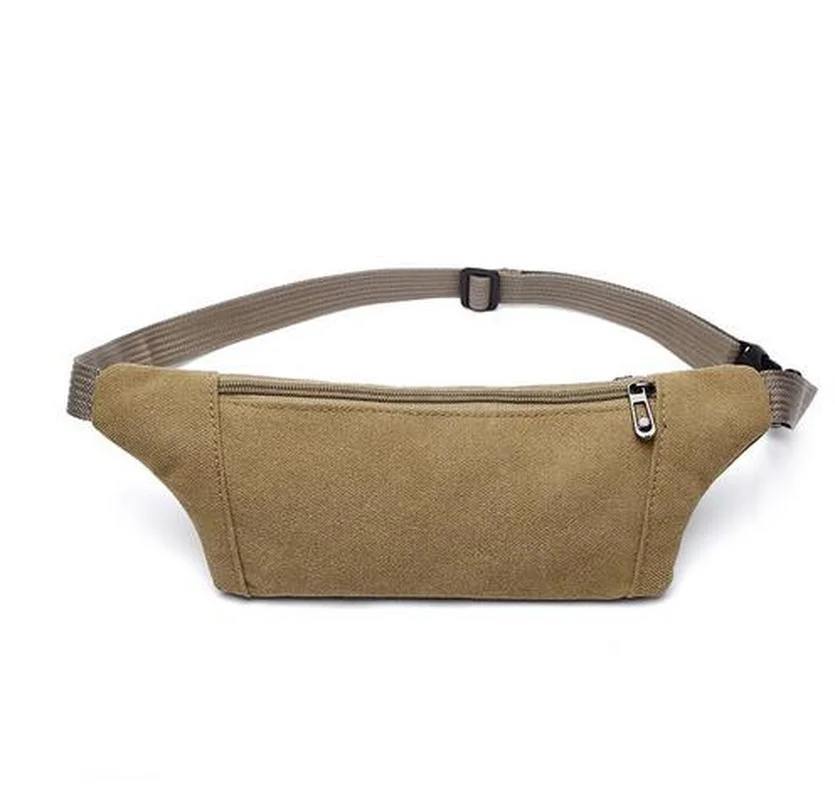 New Men Casual Durable Fanny Waist Pack Male Waist Bags Belt Canvas New Hip Bum Military Bags Pouch Three Zipper Pocket Belt Bag