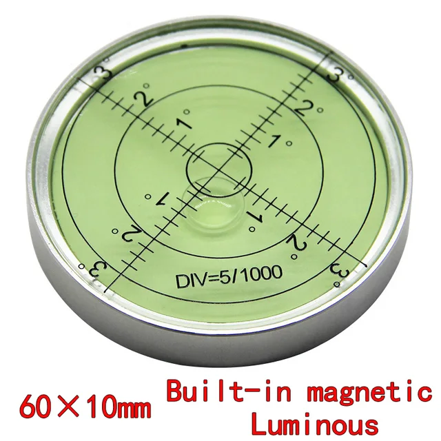 magnetic spirit levelmetal horizontal bubble high precision level bubble round levelmagnetic spirit 60*10mm Luminous magnetic