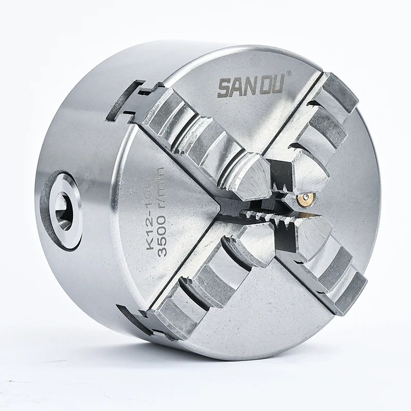 Mandrino Per Tornio Metallo Sanou K72-100 - Mandrino A 4 Griffe Reversibile, Diametro 100 Mm, Foro 25 Mm, Per Tornitura Legno E Metallo