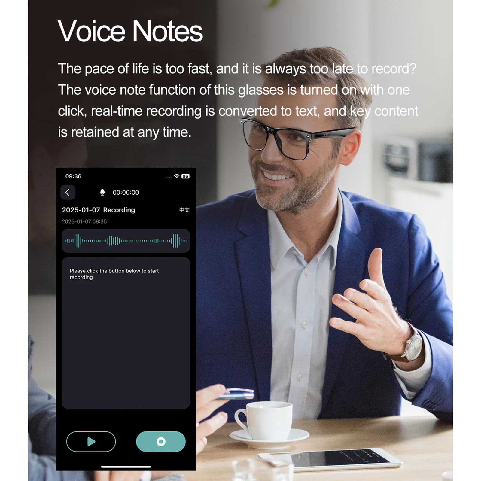 Smart Glasses for Men Smart Glasses for Women Men BT 5.4 Support Audio Translation Calling Song Playback Lightweight Comfortable