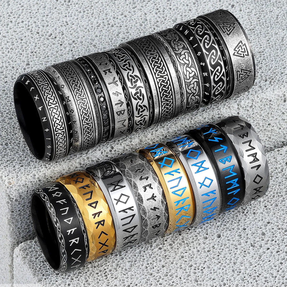 Vintage Nordic Viking Runes Celtic Knot Series Stainless Steel Rings for Womens Mens ring set,gold color rings,couples rings,stainless steel ring,tibetan silver rings,signet ring,finger watch ring,finger ring,gold color ring,chain ring,half face ring,amethyst zirconia ring,silver ring,opening ring,fidget spinner ring,sparkling heart ring,tungsten ring,adjustable rings,zircon crystal ring,wedding rings,moissanite diamond ring,color change ring,wedding ring,ceramic ring,animal ring