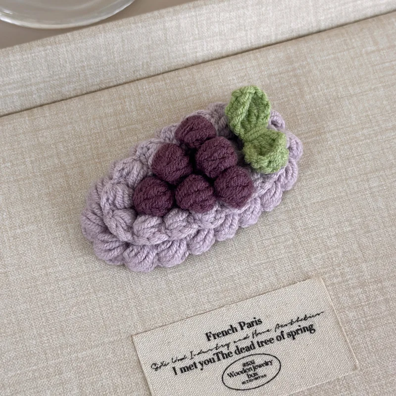 Herbst/Winter handgemachte Häkelgarn Obst Haarspangen für Frauen 2025, neuer Stil Stirn BB Clips Seitenclips Fransenclips – Detail 10
