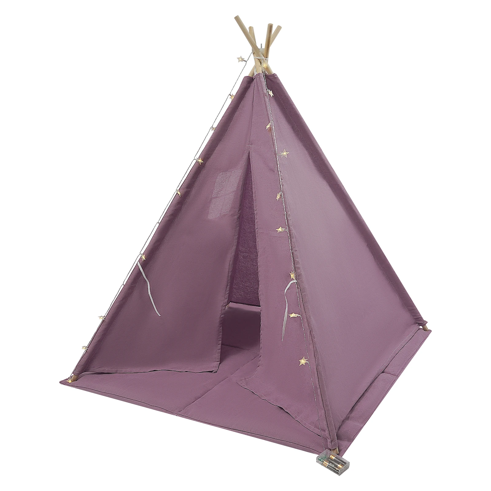 Teepee Tent for Kids – 100% Cotton and Linen Play Tent with Padded Mat & Star Lights Foldable Indoor Play Tent for Girls & Boys