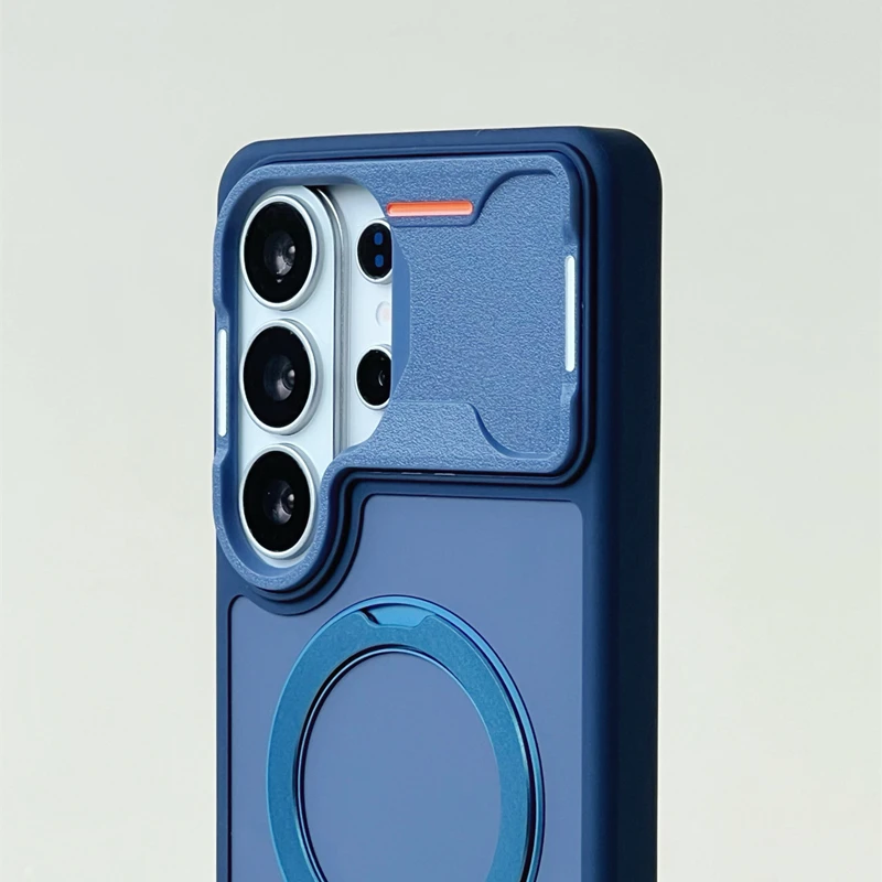 Rotatable Stand Holder Phone Case with Magnetic Wireless Charging - Matte Hard Shockproof Cover