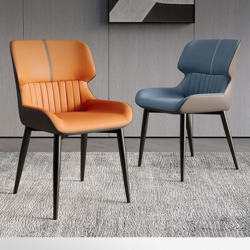 Italian dining chair home simple modern leisure armchair business thickened hotel soft bag restaurant chair