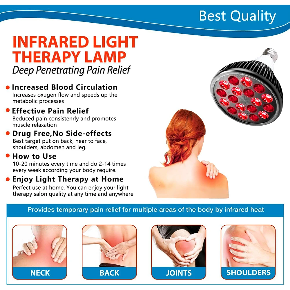E26/E27 Red Bulb 660nm 850nm Red Light infrared Therapy Lamp Device 54W
