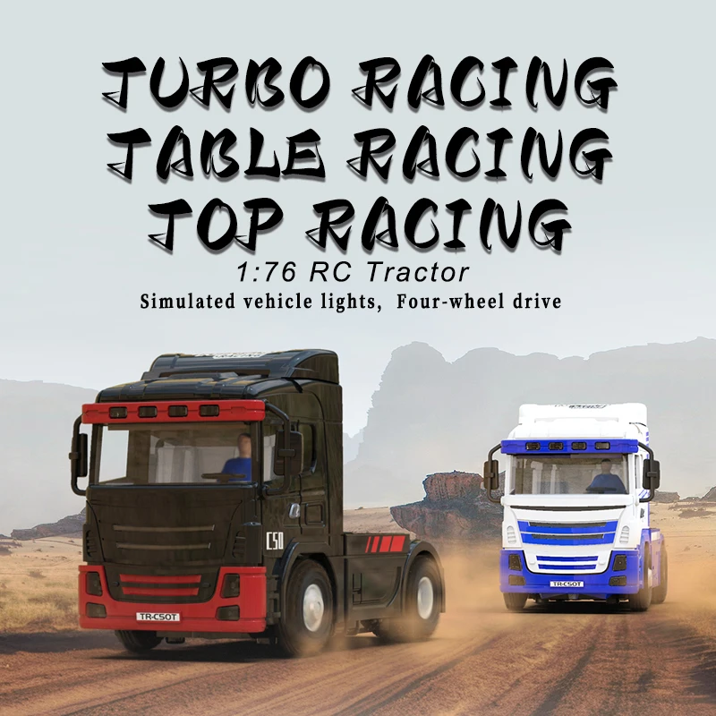 

Newest Turbo Racing C50 1:76 Full Proportional 4WD RC Semi-truck Tractor Trailer & P81 2.4Ghz 10Ch Control For New Year's Gift