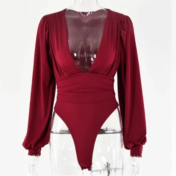 Fashionable Slim Fit Ladies One Piece Suit Folded Design Sexy Girl New Style Pure Color Cross-Border Long Pants for Women 5