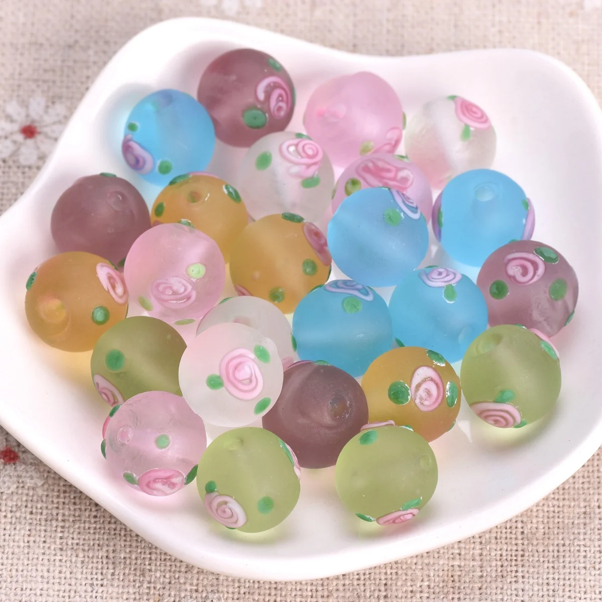 1pcs Big Round 20mm Handmade Flower Lampwork Glass Loose Beads for Jewelry  Making DIY Crafts Findings