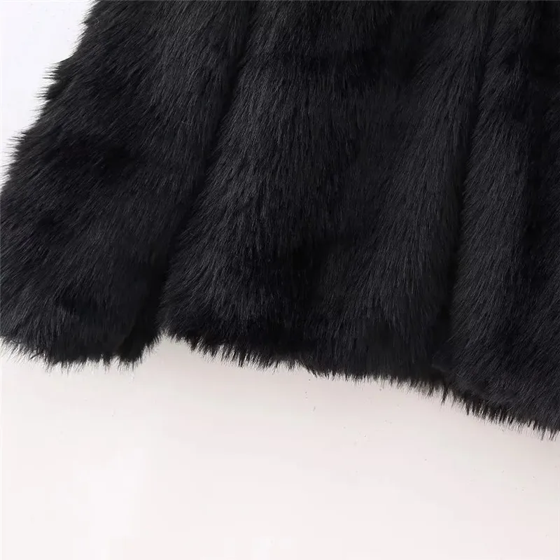 TRAF Furry Faux 모피 코트 여성용 럭셔리 블랙 푹신한 재킷, 여성용 가디건, 긴팔 겨울 재킷, 우아한 코트