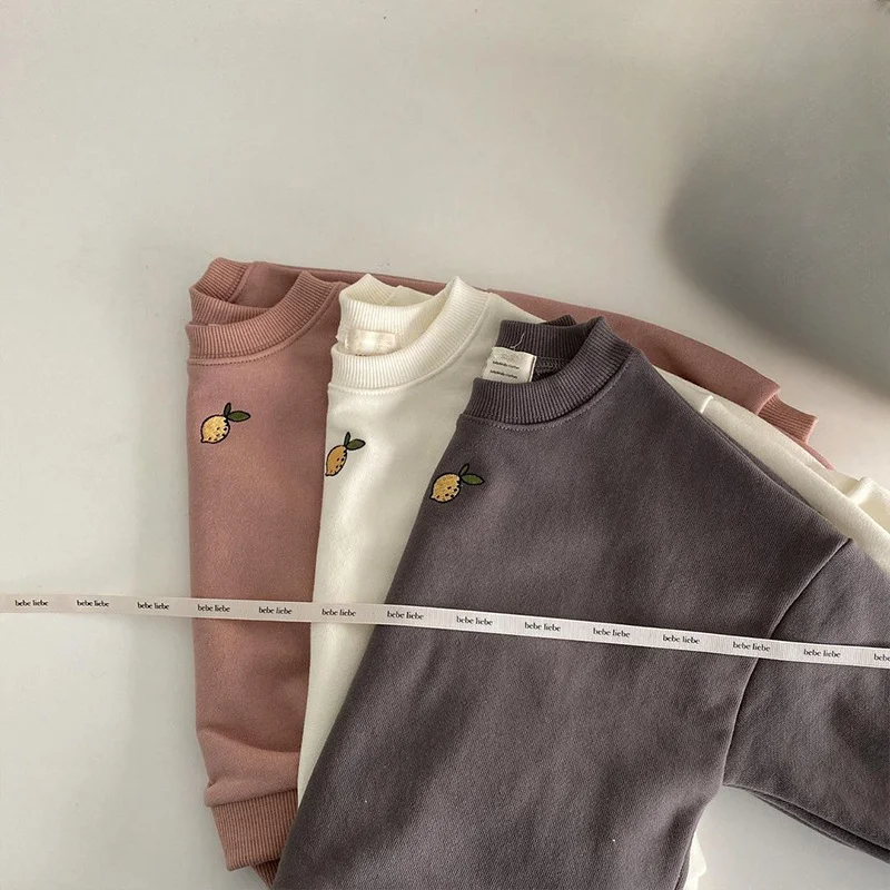 

2023 Autumn New Baby Long Sleeve Hoodies Cartoon Pear Embroidery Sweatshirts for Boys Girls Infant Casual Top Kids Clothes