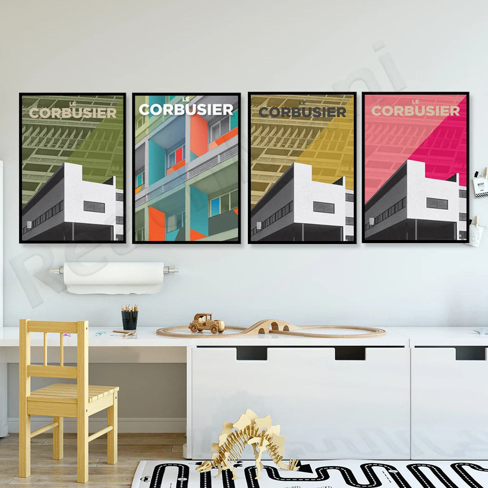 

Современная Настенная Художественная печать среднего века, Le Corbusier, Bauhaus Art, минималистичный современный архитектурный плакат