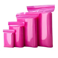 100Pcs PE Pink Thickened 0.13mm Clear Zip Lock Bags Dustproof Sealed Bag Pull Bone Plastic Storage Bag Reclosable Poly Zip Bags 2