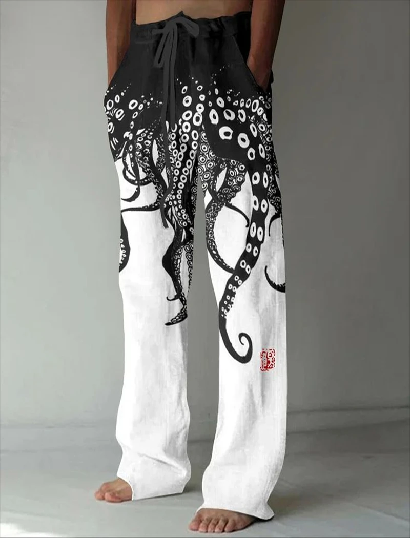 Summer men's thin new ink fish comfortable straight pants fashionable and comfortable striped men's thin pants hot selling men's
