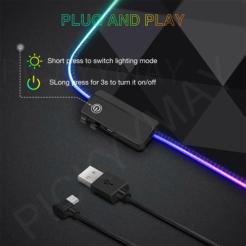 Geometria Grande RGB Gamer Mousepad 40x90cm Mouse