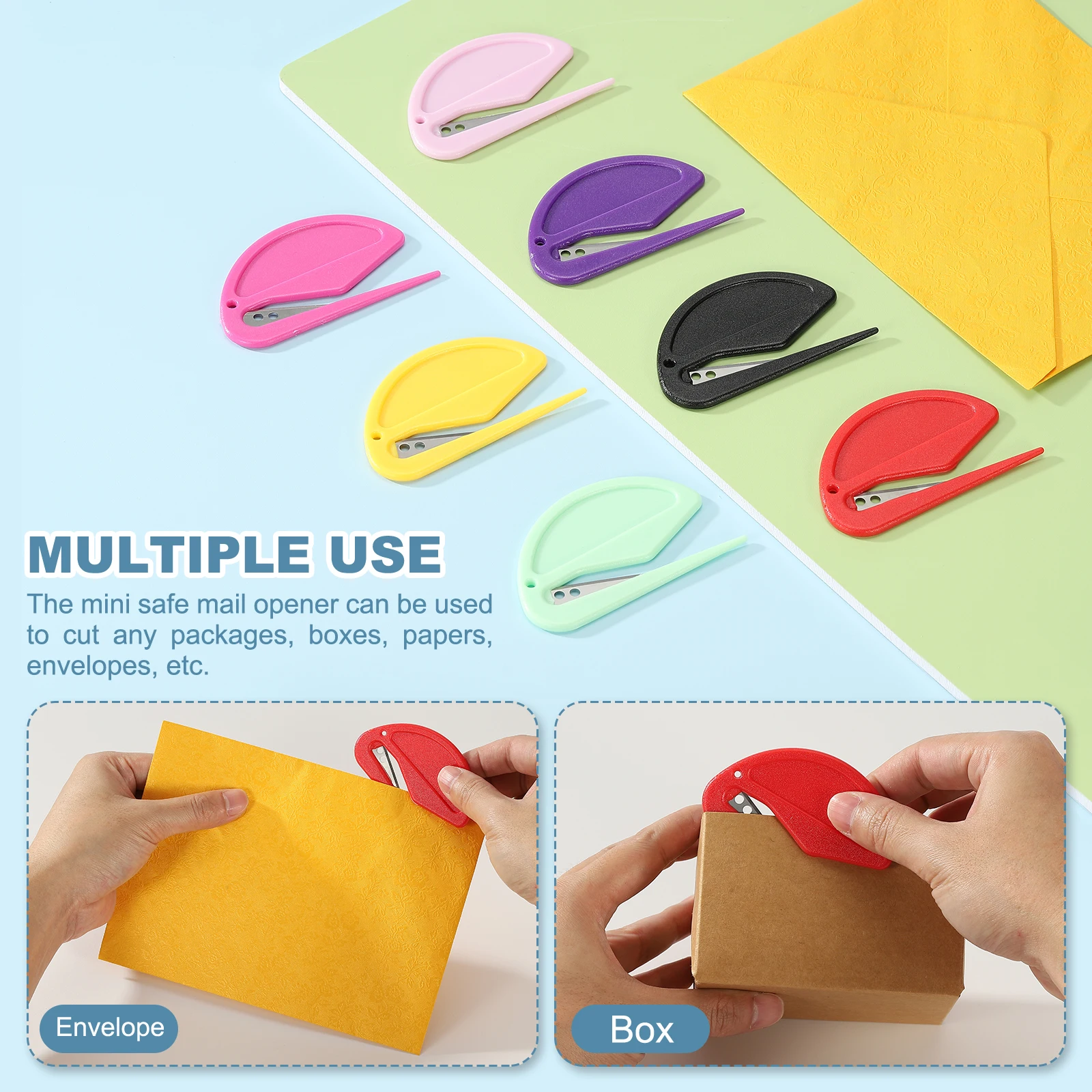 8/12Pcs Letter Opener Envelope Slitter Mail Slitter with Blade Safe Mail Opener for Paper Package Open Stationery Paper Cutter