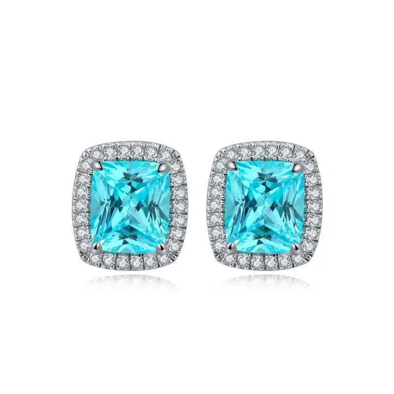 

RUIF 2024 New S925 Silver Main Stone 7.412ct Lab Grown Paraiba Sapphire Earring Studs Engagement Jewelry Women