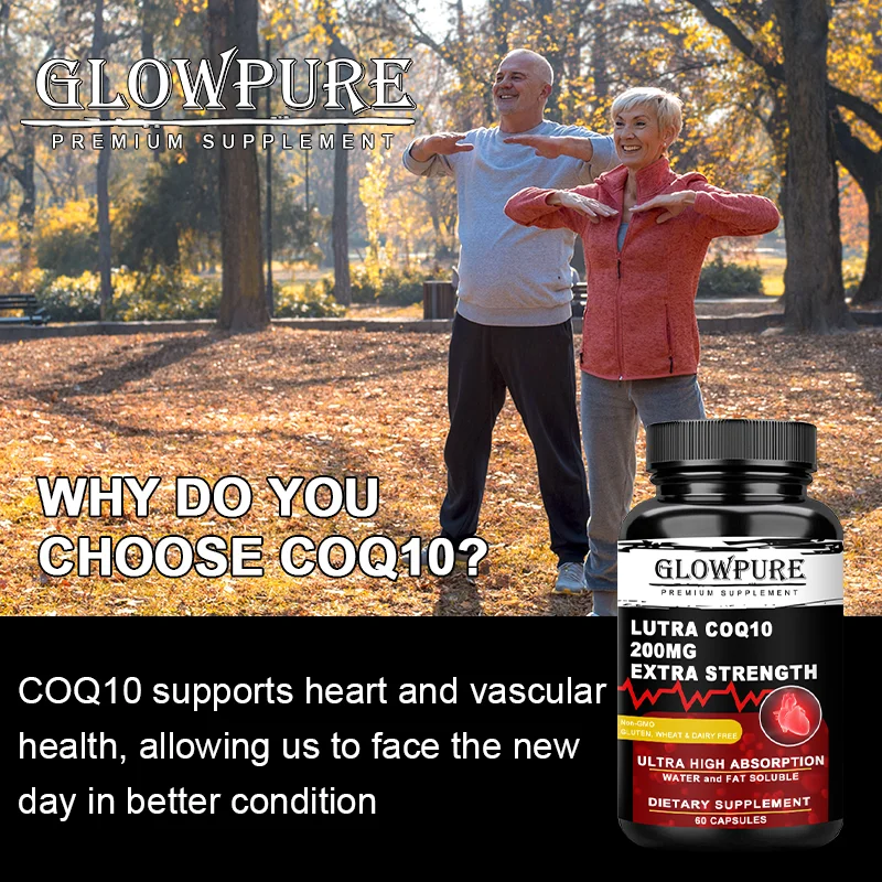 Coq10 Capsules Antioxidant for Heart Health & Energy Production Supports Blood Pressure Balance Coenzyme Q10 with Vitamin E