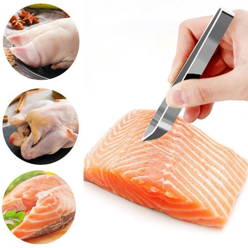 Fish Bone Tweezers, Stainless Steel Flat and Slant Tweezers Pliers Remover Tool (4.6") Kitchen Gadgets Tools