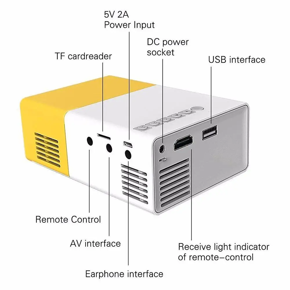 Projector Support 1080P Decoding Built-in Audio LED portable projector for Smartphone Notebook 3D Glasses As Gift