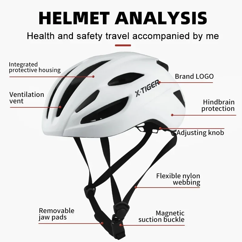 Bicycle Helmets X-TIGER MTB Cycling Helmet Lightweight for Adults Adjustable Mountain Racing Riding 27*15cm