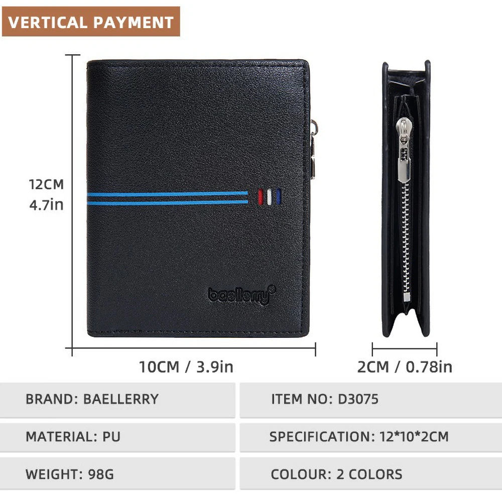 Baellerry RFId Shielded Wallet for Men, PU Leather Multi Card Holder with Zipper Closure, 12 Slots Slim Design