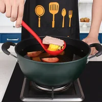 Long Handle Silicone Soup Spoon Large Ramen Noodles Tablespoons Hot Pot Porridge Ladle Scoop Kawaii Japanese Kitchen Utensils 6