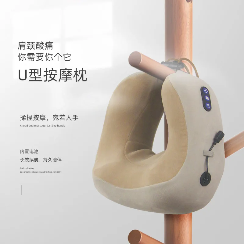 U-shaped Neck Massage Pillow Rubbing Heating Vibration Kneading Electric Neck and Shoulder Massage Protection Relaxing Massager