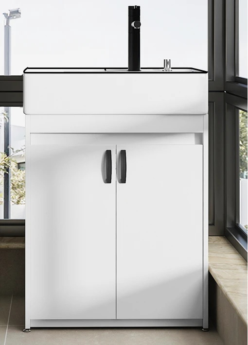 

Balcony laundry cabinet, small unit laundry basin, floor to floor integrated sink, sink cabinet