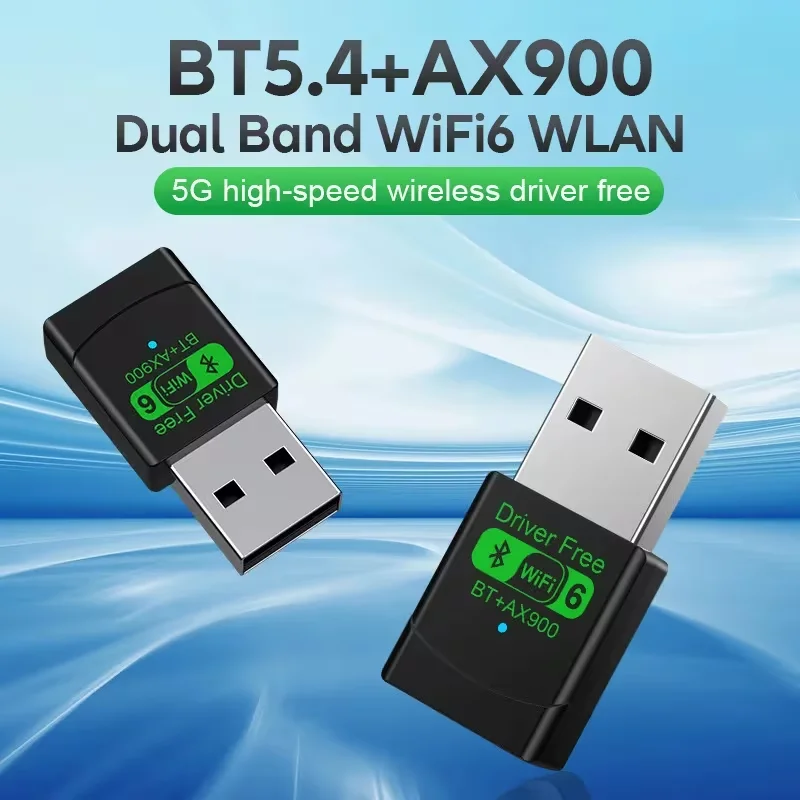 AX900 USB WiFi 6 블루투스 5.4 어댑터 2in1 동글 듀얼 밴드 2.4G & 5GHz USB 네트워크 무선 Wlan 수신기