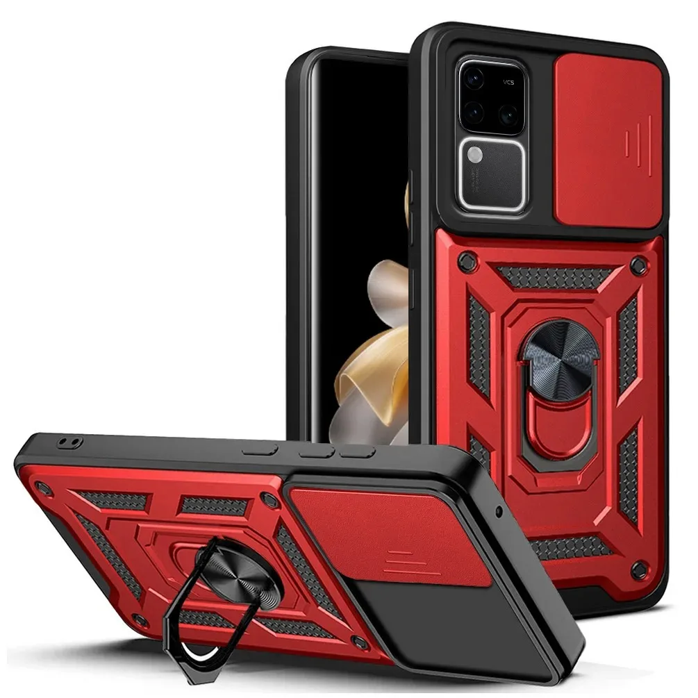 Rugged Armor Case with Lens Protection and Magnetic Ring Holder