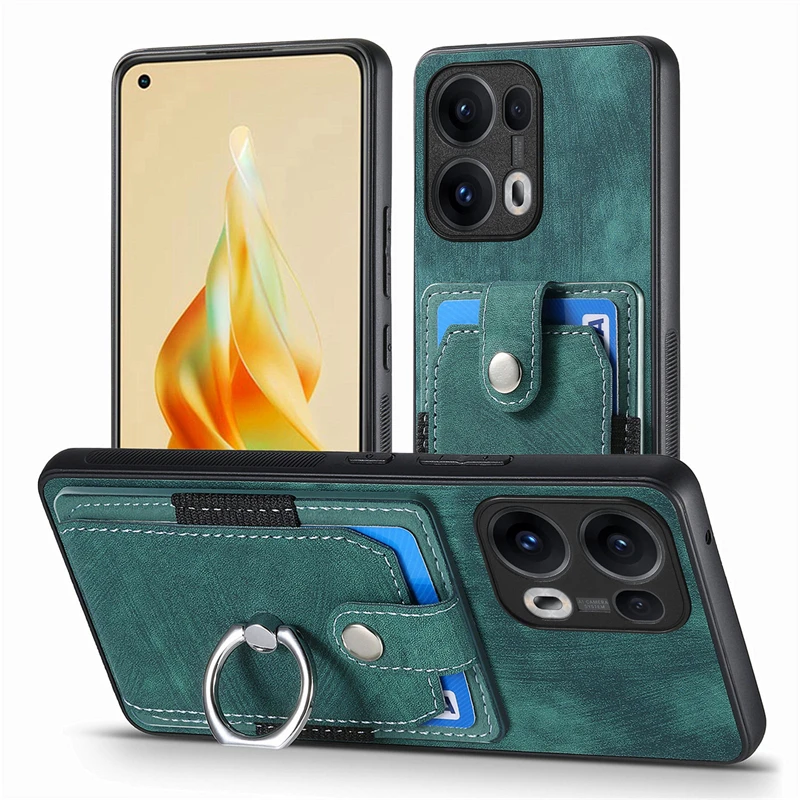Luxury Leather Magnetic Wallet Case with Ring Stand and Card Slot - Shockproof