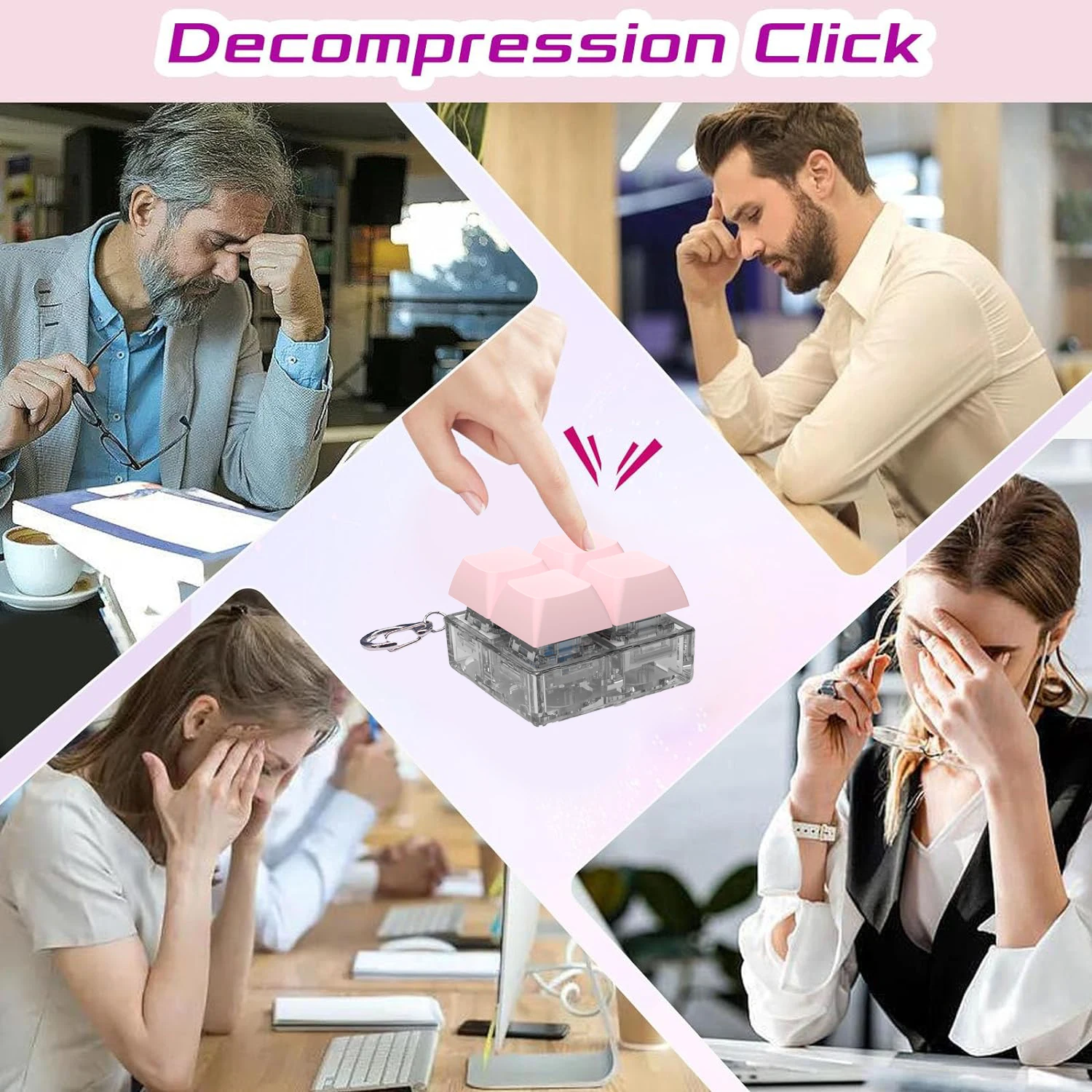 Sensory Fidget Toy Anti Stress Toy Fidget Toy Finger Sensory Toy 4 Keys Square Shaped Keyboard Key Caps Toy