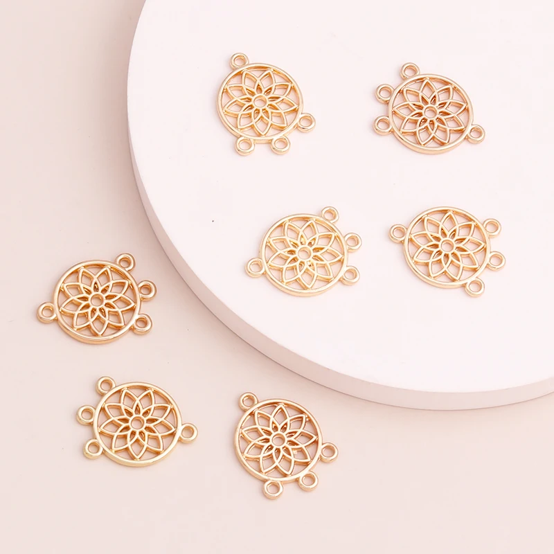 

30pcs Gold Silver Color Alloy Hollow Dream catcher Charms Connectors Pendants for Bracelet Necklace DIY Jewelry Making