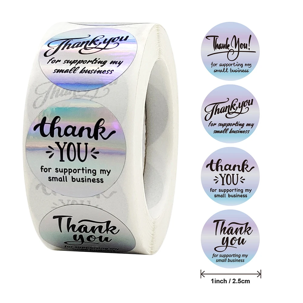 100-500 stk Rainbow Laser Thank You Stickers 1 tommer Small Business Stickers Klæbende etiketter til butikker Emballageforsyninger