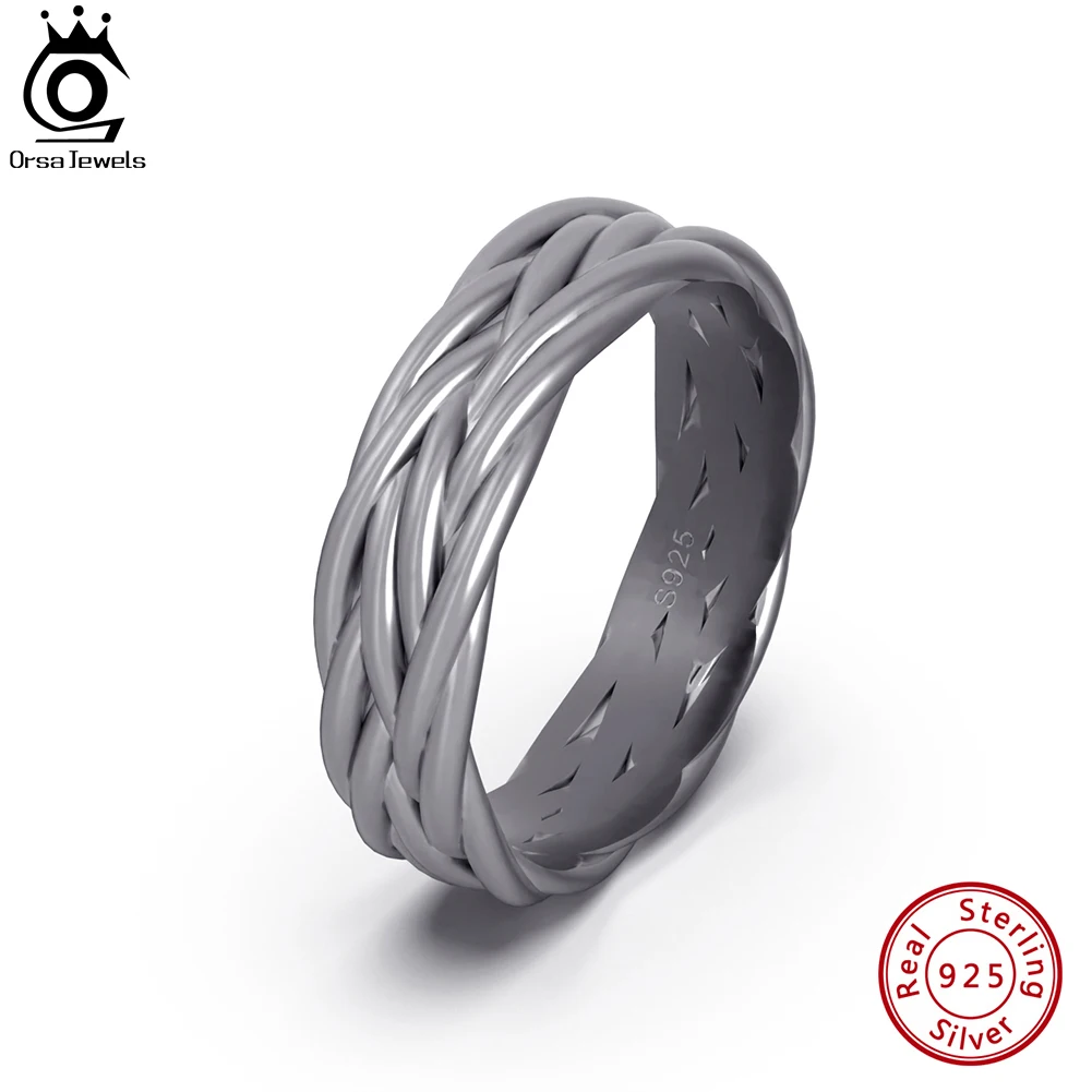 

ORSA JEWELS 925 Sterling Silver Simple Celtic Knot Rings for Men Fashion Eternity Ring Oxidized Silver Band Jewelry NMR03