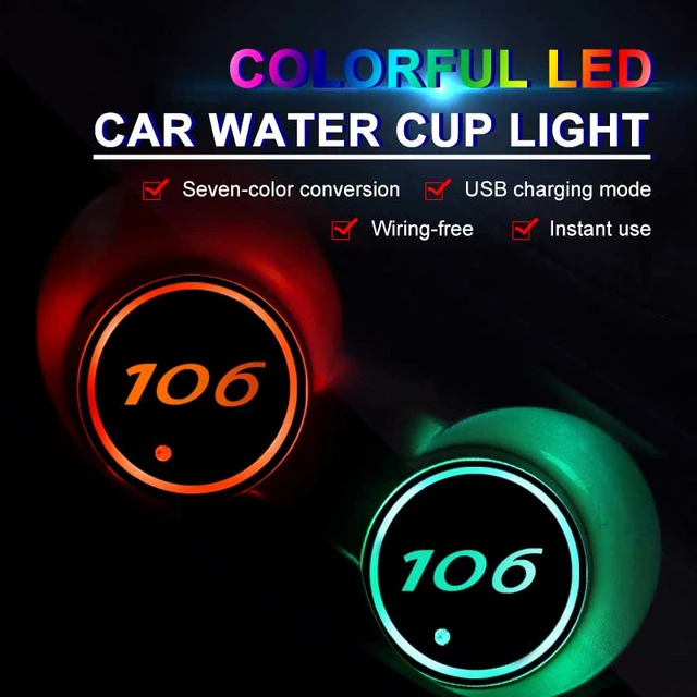 Bunt leuchtend für Peugeot Logo Auto Wasser becher Untersetzer Halter  USB-Aufladung LED-Atmosphäre Licht Untersetzer - AliExpress