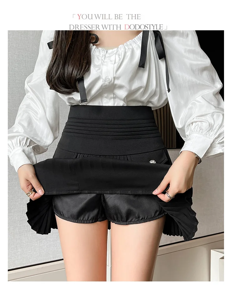 sequin skirt Spring New Design Sense Pleated Skirt with Belt Women Autumn Winter Preppy Style High Waist A-line Mini Skirts Korean Fashion pencil skirt