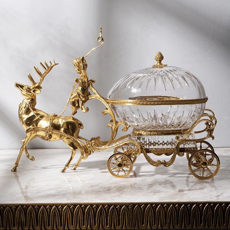 

Прозрачная корзина из хрустального стекла с оленем, косметические контейнеры, Американский роскошный журнальный столик, Настольная банка Suger, Современное украшение для дома