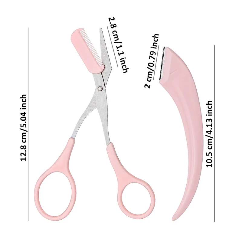 Eyebrow scissors facial hair scissors beauty scissors Eyebrow Trimming Knife Eyebrow Face Razor Women Professional Scissors Comb Brow Trimmer Scraper Accessories