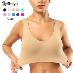 SIMIYA Women Sports Bras Seamless Comfortable Fitness Yoga Bra with Removable Pads Push Up Gym Breathable Wire Free Vest Top Bra