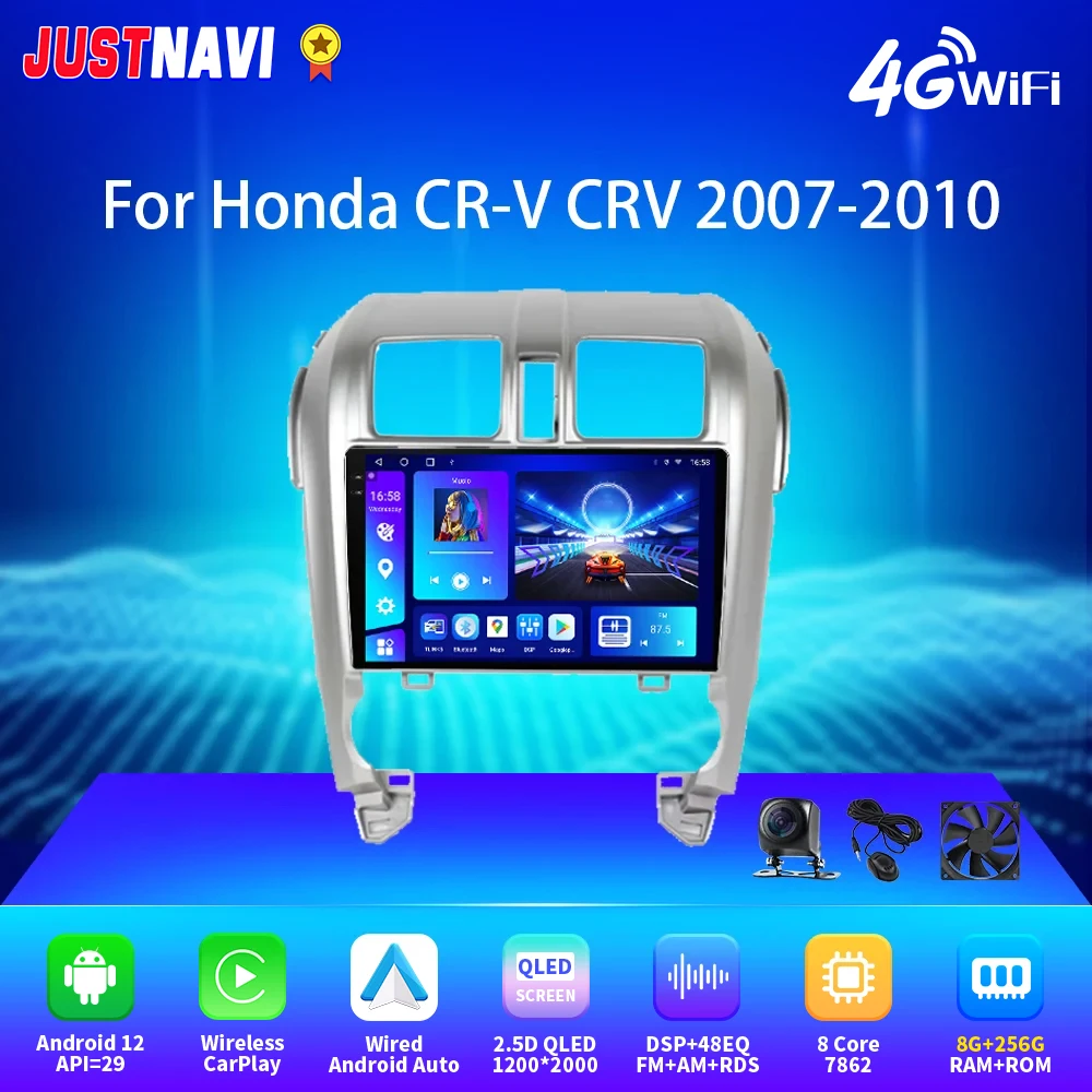 

JUSTNAVI 2K 2000*1200 Car Radio For Honda CR-V CRV 2007-2010 Android Auto Carplay DSP RDS GPS 4G WiFi Multimedia Navigator